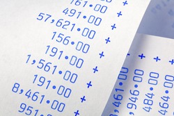 Computing stripes with numbers. Icon for costs, expenses, revenues and profits.