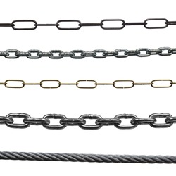 collection of various chains on white background. each one is in full cameras resolution