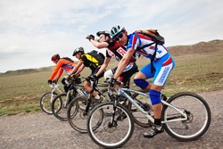 ALMATY, KAZAKHSTAN - MAY 1: S.Milchenko (N23) in action at Adventure mountain bike cross-country marathon in mountains "Jeyran Trophy 2010" May 1, 2010 in Almaty, Kazakhstan.
