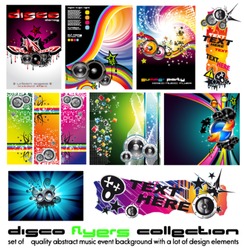 11 Abstract Music Background for Discoteque Flyer with a lot of desgin elementes - Set 4