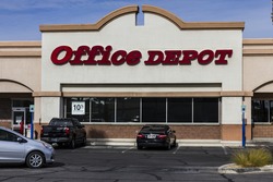 Las Vegas - Circa December 2016: Office Depot Strip Mall Location. Office Depot has combined annual sales of approximately $11 billion II