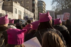 London, United KIngdom - January 21st, 2017: London Women's March. A protest march in London in solidarity with the women's march in Washington DC showed the liberal people speaking out.