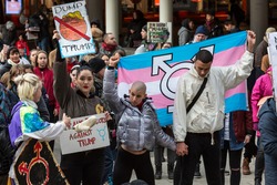 Transgender and equality protests.
Stockholm, Sweden - January 21, 2017: People with signs and placards, transgender demonstration in Stockholm January 21,2017.
Protests for transgender and equality.