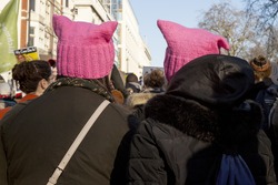 London, United KIngdom - January 21st, 2017: London Women's March. A protest march in London in solidarity with the women's march in Washington DC showed the liberal people speaking out.