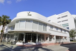 MIAMI BEACH - FEBRUARY 6, 2017: Stock image of deco architecture in Miami Beach and Lincoln road