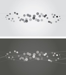 Modern vector abstract illustration with lines and circles, stylized in black and white, two different versions