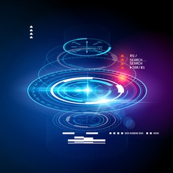 HUD display cross section. Futuristic digital interface elements. Vector illustration