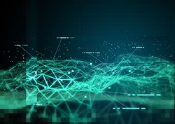 Global Data and 3D visualization of information tracking. 3D Illustration.
