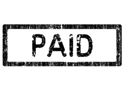 Grunge Office Stamp with the words PAID in a grunge splattered text. (Letters have been uniquely designed and created by hand)