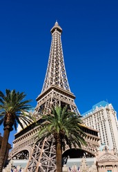 LAS VEGAS - JUNE 4: Paris Las Vegas on June 4, 2010 in Las Vegas. It includes a half scale, 541 foot (164.6 m) replica of Eiffel Tower. Paris cost $785 million to build and opened September 1, 1999.
