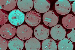 Steel barrel tank or oil fuel toxic chemical barrels old Rusty Danger feeling color tone.