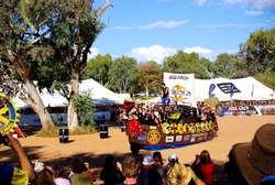 ALICE SPRINGS - AUGUST 21: Favourites, Vikings in the Finale on the Todd River, August 21, 2010 in Alice Springs, Australia. The Henley-On-Todd Regatta is the only dry boat race in the world