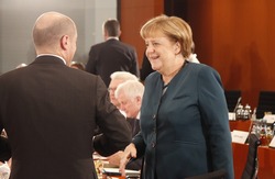 DECEMBER 8, 2016 - BERLIN: Olaf Scholz, German Chancellor Angela Merkel at a meeting with the prime ministers of the German federal states, Chanclery.
