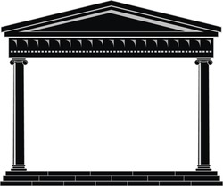 Vector illustration of architectural element - Portico (Colonnade), an ancient temple: black, isolated, white background