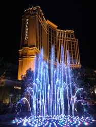 Las Vegas, NV, USA – November 13, 2016: Exterior shot of the Palazzo Hotel in Las Vegas at night.