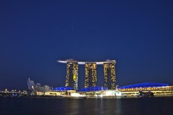 SINGAPORE- AUGUST 9: The Marina Bay Sands Resort Hotel on August 9, 2012 in Singapore. It is an integrated resort and the world's most expensive stand alone casino property at $8 billion.