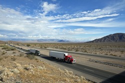 I-15 freeway deep in the center of California's Mojave desert between Los Angeles and Las Vegas.