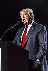 OCTOBER 15, 2016, EDISON, NJ - Donald Trump speaks at Edison New Jersey Hindu Indian-American rally for "Humanity United Against Terror"