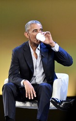 MILAN, ITALY-MAY 09, 2017: former 44th USA president Barack Obama speacks at the international food meeting "Seeds and Chips", in Milan.