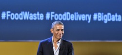 MILAN, ITALY-MAY 09, 2017: former 44th USA president Barack Obama speacks at the international food meeting "Seeds and Chips", in Milan.