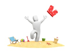3d people on vacation - enjoy beach vacation. 3d illustration
