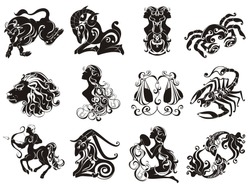 Vector set astrology sign. Illustrations of the twelve horoscope zodiac star signs