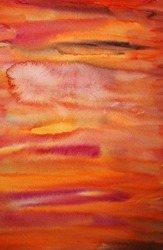 Watercolor flame-coloured hand painted art background for scrapbooking design, created by me