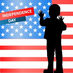 The day of independence of the United States, the fourth of July. The concept of children's patriotism. Illustration for your design. vector. Horizontal orientation