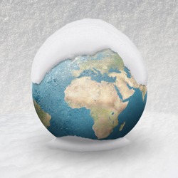 Frozen Earth Covered by snow ( Europe close up)