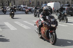 Riga, Latvia - April 30, 2016: Motorcycles at the opening of the biker season in Riga, Latvia
