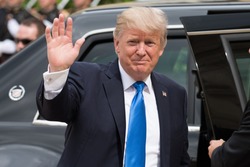 PARIS, FRANCE - JULY 13, 2017 : The President of United States of America Donald Trump at the Elysee Palace for an extended interview with the french President.