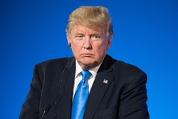 PARIS, FRANCE - JULY 13, 2017 : The President of United States of America Donald Trump at the Elysee Palace for an extended interview with the french President.