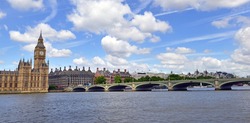 Big Ben clock tower on the River Thames, near Westminster Palace and Houses of Parliament in London England has become a symbol of England and Brexit discussions