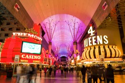 LAS VEGAS - JANUARY 2 : Fremont Street in Las Vegas on January 2, 2011. The street is the second most famous street in the Las Vegas. Fremont Street dates back to 1905, when Las Vegas was founded.
