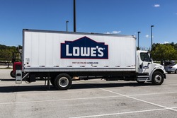 Indianapolis - Circa July 2017: Lowe's Home Improvement Delivery Truck. Lowe's operates retail home improvement and appliance stores in North America VIII