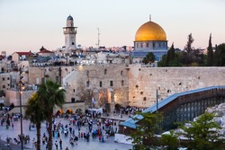 The Temple Mount - Western Wall and the golden Dome of the Rock mosque in the old city of Jerusalem, Israel