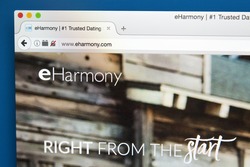 LONDON, UK - AUGUST 7TH 2017: The homepage of the website for eHarmony, the online dating website, on 7th August 2017.