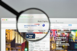 Milan, Italy - August 10, 2017: British airways website homepage. It is the largest airline in the United Kingdom based on fleet size. British airways logo visible.