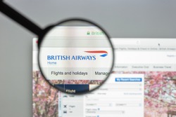 Milan, Italy - August 10, 2017: British airways website homepage. It is the largest airline in the United Kingdom based on fleet size. British airways logo visible.