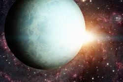 Solar System - Uranus. It is the seventh planet from the Sun and the third-largest in the Solar System. It is a giant planet. Uranus has 27 known satellites. Elements of this image furnished by NASA.