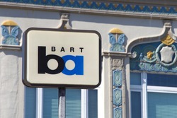 Berkeley, CA - August 27, 2017: Entrance to BART station downtown Berkeley. Bay Area Rapid Transit is a public transportation elevated and subway system serving the San Francisco Bay Area