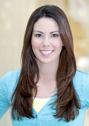Portrait of a young beautiful Caucasian woman, focus on girl's face