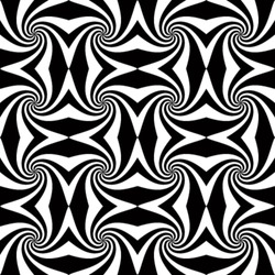 Whirl black and white geometric seamless pattern. Abstract vector background.