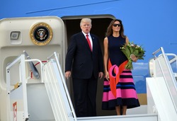 6 JULY, 2016 - WARSAW, POLAND. President Trump's departure from Warsaw Chopin Airport
