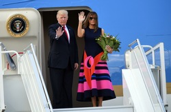 6 JULY, 2016 - WARSAW, POLAND. President Trump's departure from Warsaw Chopin Airport