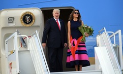6 JULY, 2016 - WARSAW, POLAND. President Trump's departure from Warsaw Chopin Airport
