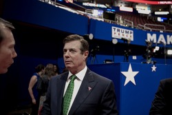 Cleveland Ohio, USA, 17th July, 2016
Paul Manafort Donald Trump's campaign manager on the floor of the Quicken Arena talking to reporters prior to the start of the Republican National Convention