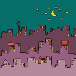 Three Skylines. Overlapping city skylines. Can be used as poster, layout backgrounds etc.