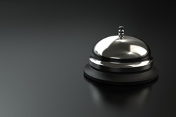 Service bell on dark background with space for copy. Computer generated image.