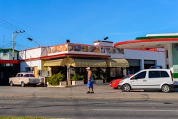 HAVANA, CUBA - SEP 5, 2017: Acapulco gazoline station of Havana, the capital of Cuba
